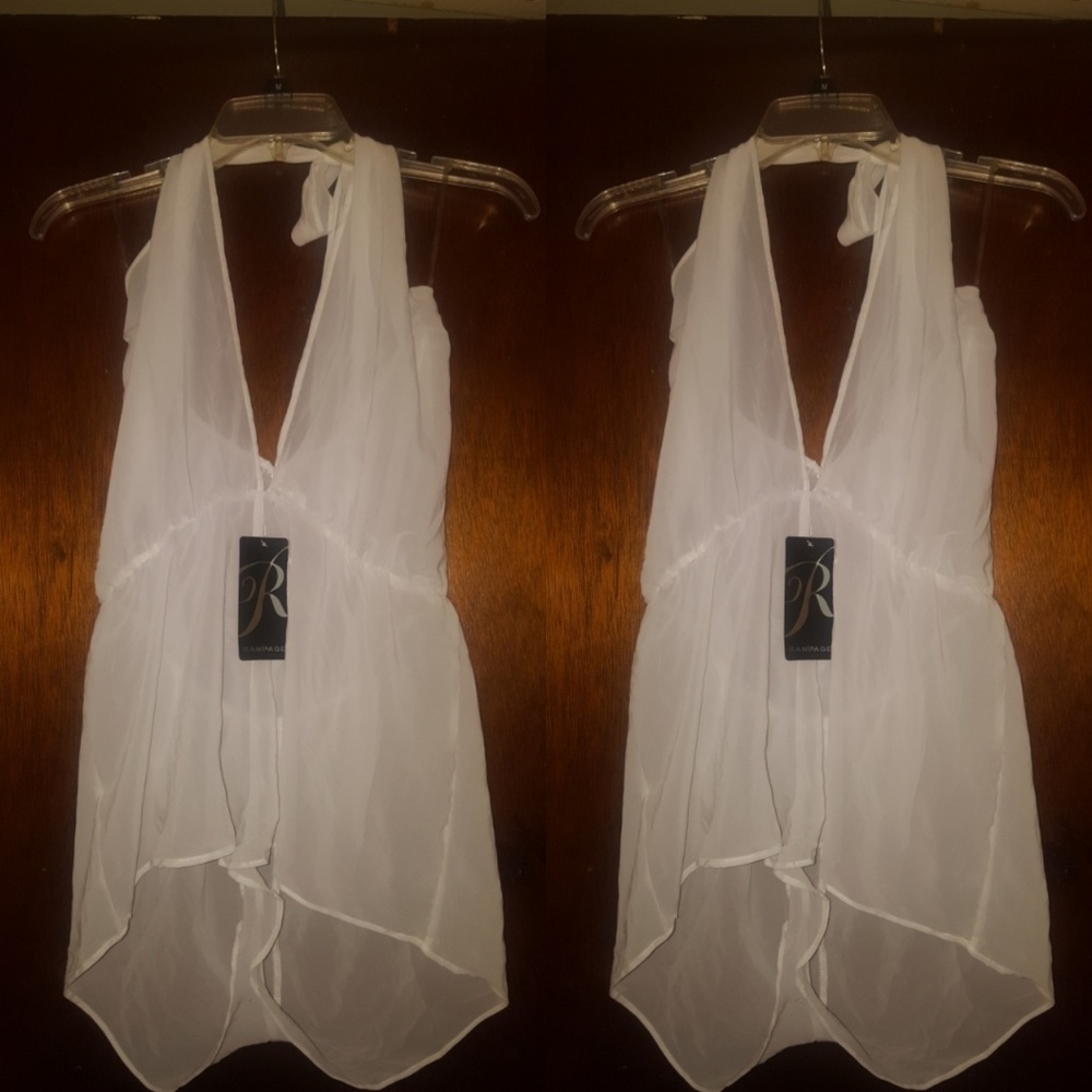 Rampage White Romper Cover Up Size M NWT